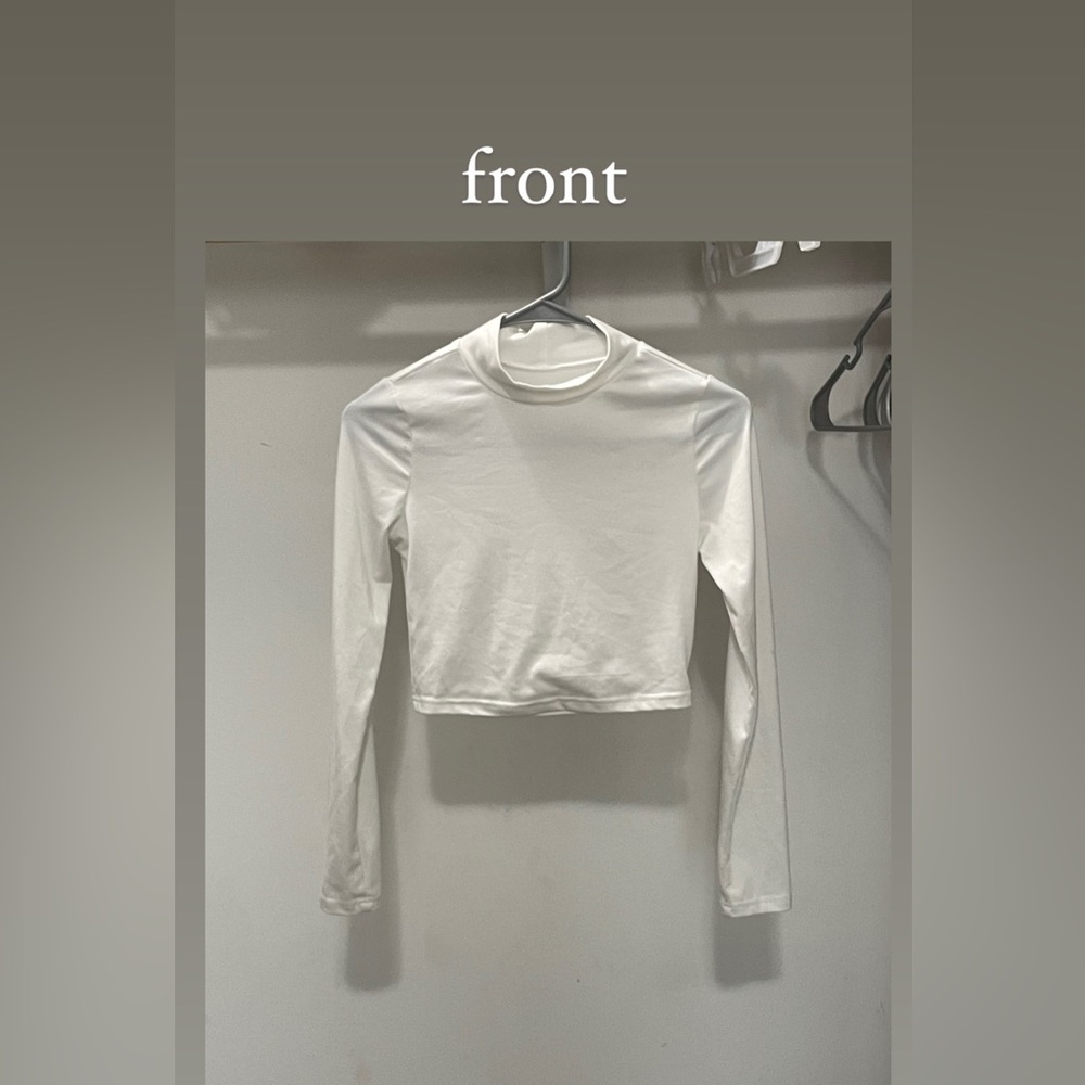 white skin tight+long sleeve crop top from shein